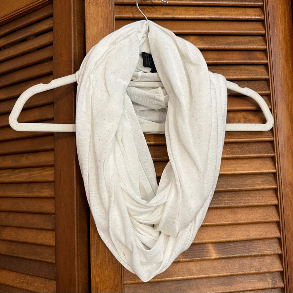 Steve Madden lightweight infinity scarf, white with glitter